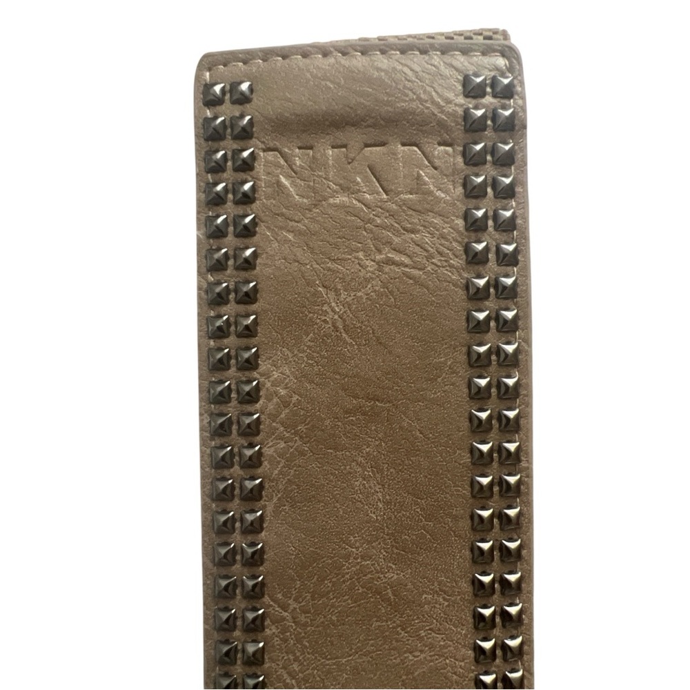 NKN Nekane Taupe Studded Stretch Belt Asymmetrical Faux Leather OS NWT - Picture 3 of 9
